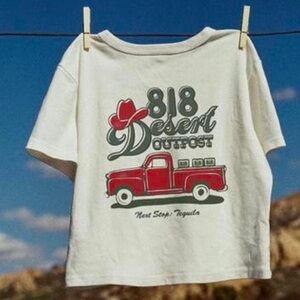 818 Tequila X Cherry LA Baby Tee in White LIMITED EDITION